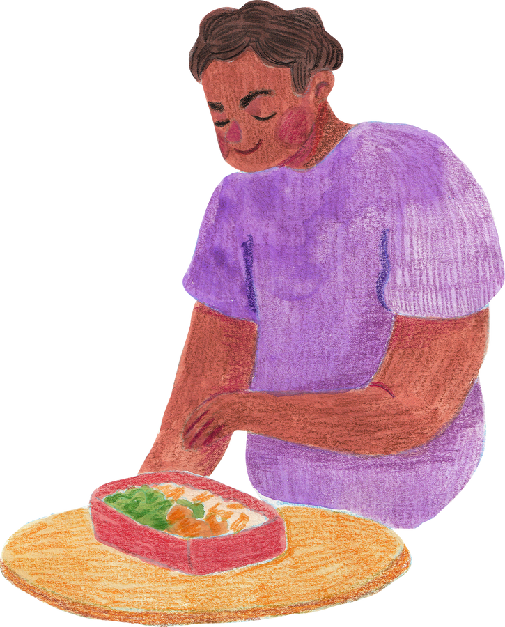 Cartoon Painted Home Cooks Bento Meal